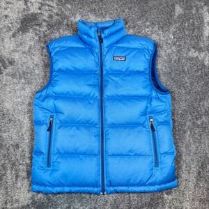 Patagonia Down Sweater Vest Mens Small Blue Puffer Goose Down Zip